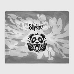 Плед флисовый Slipknot рок панда на светлом фоне, цвет: 3D-велсофт