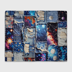 Плед флисовый Звездный небосвод - пэчворк, цвет: 3D-велсофт