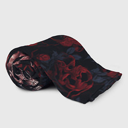 Плед флисовый Черепа и алые розы, цвет: 3D-велсофт — фото 2