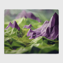 Плед флисовый Геометрический пейзаж фиолетовый и зеленый, цвет: 3D-велсофт