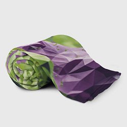 Плед флисовый Геометрический пейзаж фиолетовый и зеленый, цвет: 3D-велсофт — фото 2