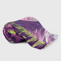 Плед флисовый Геометрический зеленый пейзаж и фиолетовые горы, цвет: 3D-велсофт — фото 2