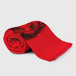 Плед флисовый Рисунок волка на красном, цвет: 3D-велсофт — фото 2