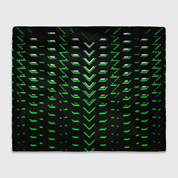 Плед флисовый Зелёно-белые полосы на чёрном фоне, цвет: 3D-велсофт