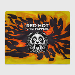 Плед флисовый Red Hot Chili Peppers рок панда и огонь, цвет: 3D-велсофт