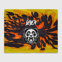 Плед флисовый Slayer рок панда и огонь, цвет: 3D-велсофт