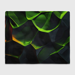 Плед флисовый Green neon abstract geometry, цвет: 3D-велсофт