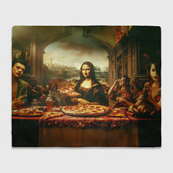 Плед флисовый Мона Лиза и большая пицца сюрреализм, цвет: 3D-велсофт