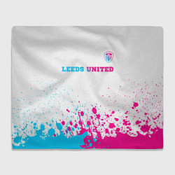 Плед флисовый Leeds United neon gradient style посередине, цвет: 3D-велсофт