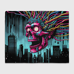 Плед флисовый Cyber skull - ai art fantasy, цвет: 3D-велсофт