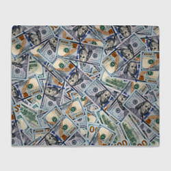 Плед флисовый Банкноты сто долларов, цвет: 3D-велсофт