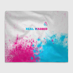 Плед флисовый Real Madrid neon gradient style посередине, цвет: 3D-велсофт