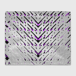 Плед флисовый Black and purple stripes on a white background, цвет: 3D-велсофт