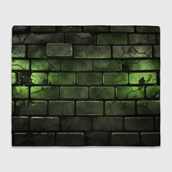 Плед флисовый Зеленые неоновые кирпичи, цвет: 3D-велсофт