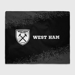 Плед флисовый West Ham sport на темном фоне по-горизонтали, цвет: 3D-велсофт