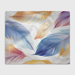Плед флисовый Акварельные перья, цвет: 3D-велсофт
