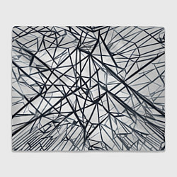 Плед флисовый Чёрные хаотичные линии на белом фоне, цвет: 3D-велсофт