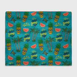Плед флисовый Enjoy summer pattern - pineapple, цвет: 3D-велсофт