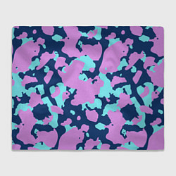 Плед флисовый Паттерн с сиреневыми и голубыми пятнами, цвет: 3D-велсофт
