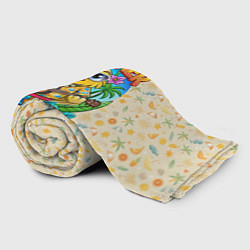 Плед флисовый Попугай играет на гитаре на острове, цвет: 3D-велсофт — фото 2