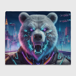 Плед флисовый Cyber bear - neon glow, цвет: 3D-велсофт
