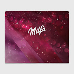 Плед флисовый Milfa надпись в стиле шоколадки Milka, цвет: 3D-велсофт
