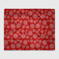 Плед флисовый Снежинки на красном фоне, цвет: 3D-велсофт