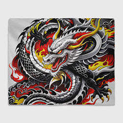 Плед флисовый Огнедышащий дракон в японском стиле, цвет: 3D-велсофт