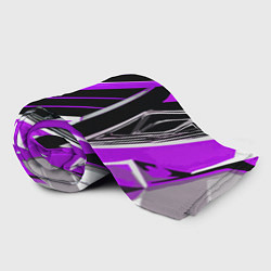 Плед флисовый Фиолетово-серые полосы на чёрном фоне, цвет: 3D-велсофт — фото 2