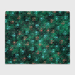 Плед флисовый Тёмный зелёный текстурированный кубики, цвет: 3D-велсофт
