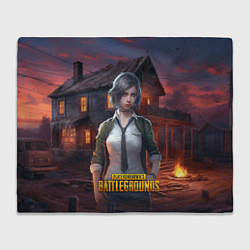 Плед флисовый PUBG девушка в игре, цвет: 3D-велсофт