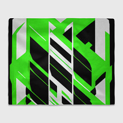 Плед флисовый Black and green stripes on a white background, цвет: 3D-велсофт