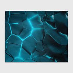 Плед флисовый Неоновые холодные голубые плиты в разломе, цвет: 3D-велсофт