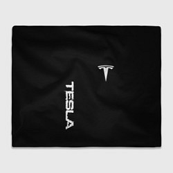 Плед флисовый Tesla logo white, цвет: 3D-велсофт