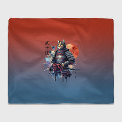 Плед флисовый Кот самурай - бусидо, цвет: 3D-велсофт