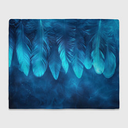 Плед флисовый Вертикальные синие перья и дым, цвет: 3D-велсофт