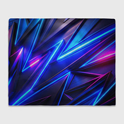 Плед флисовый Яркие неоновые геометрические линии, цвет: 3D-велсофт