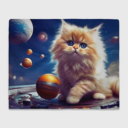 Плед флисовый Котик космос, цвет: 3D-велсофт