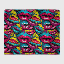 Плед флисовый Граффити губы женские с блеском, цвет: 3D-велсофт