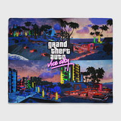 Плед флисовый GTA vice city коллаж, цвет: 3D-велсофт