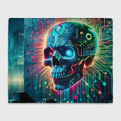 Плед флисовый Cool cyber skull - neon glow, цвет: 3D-велсофт