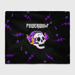 Плед флисовый Powerwolf неоновый череп, цвет: 3D-велсофт