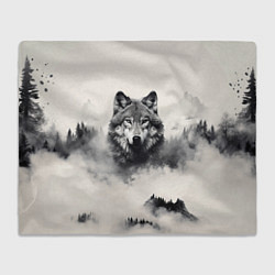 Плед флисовый Голова серого волка, цвет: 3D-велсофт