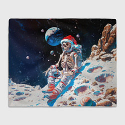 Плед флисовый Санта скелет астронавт, цвет: 3D-велсофт