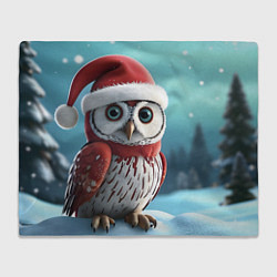 Плед флисовый Новогодняя сова в снегу, цвет: 3D-велсофт
