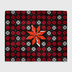 Плед флисовый Красно-белые звёзды на чёрном фоне, цвет: 3D-велсофт