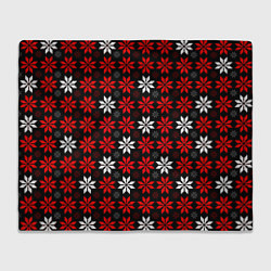 Плед флисовый Red and white stars on a black background, цвет: 3D-велсофт