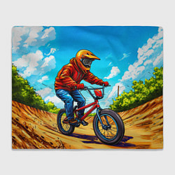 Плед флисовый BMX трюкач, цвет: 3D-велсофт