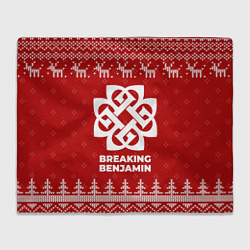 Плед флисовый Новогодний Breaking Benjamin с оленями, цвет: 3D-велсофт