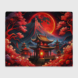 Плед флисовый Japan red nature, цвет: 3D-велсофт